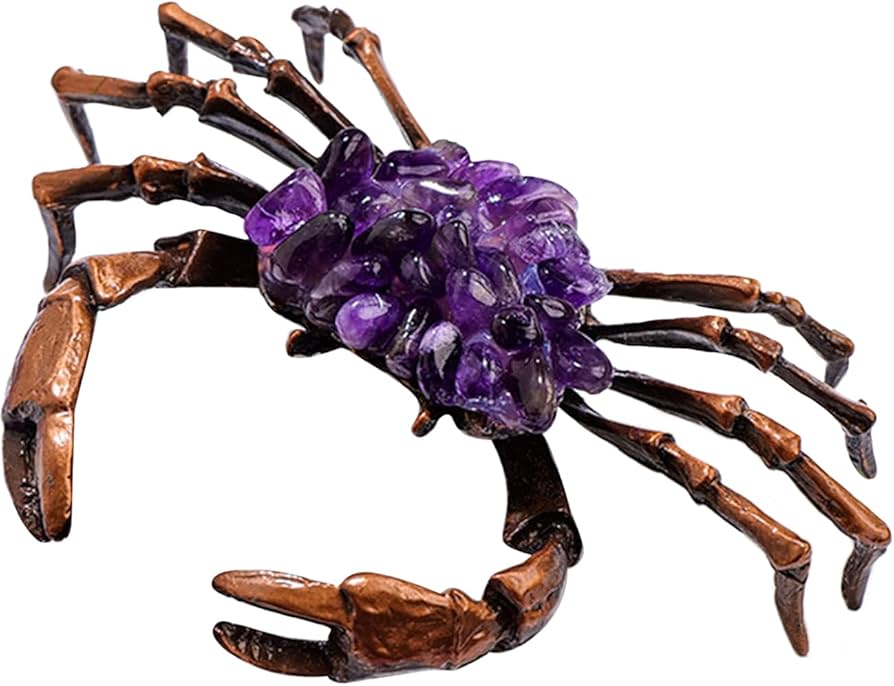 Amazon.co.jp: BETYMAO クリスタル カニの置物 真鍮 カニの彫刻